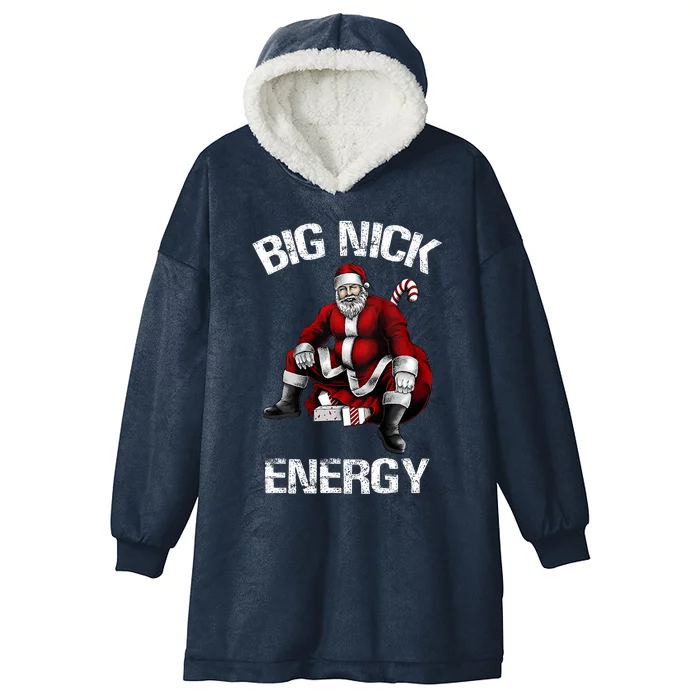 Big Nick Energy Funny Santa Christmas Hooded Wearable Blanket