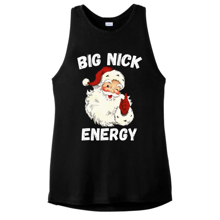 Big Nick Energy Santa Groovy Retro Vintage Ladies Tri-Blend Wicking Tank