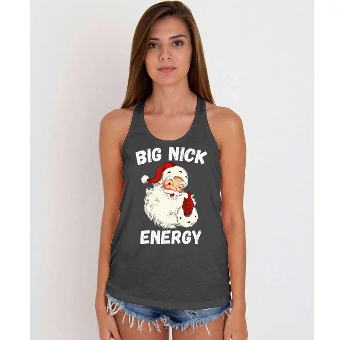 Big Nick Energy Santa Groovy Retro Vintage Women's Knotted Racerback Tank