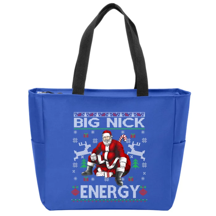 Big Nick Energy Funny Santa Christmas Ugly Sweater Gift Zip Tote Bag