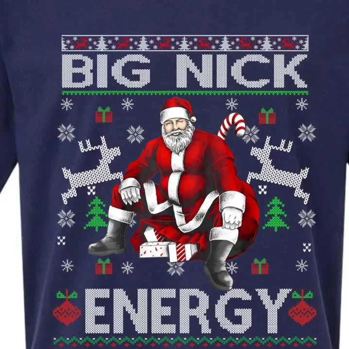 Big Nick Energy Funny Santa Christmas Ugly Sweater Gift Sueded Cloud Jersey T-Shirt