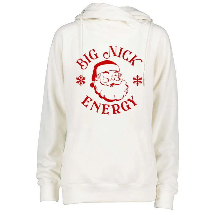 Big Nick Energy Christmas Retro Groovy Funny Vintage Santa Womens Funnel Neck Pullover Hood