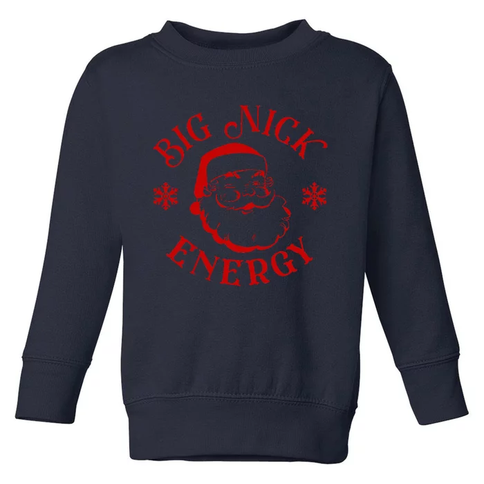 Big Nick Energy Christmas Retro Groovy Funny Vintage Santa Toddler Sweatshirt