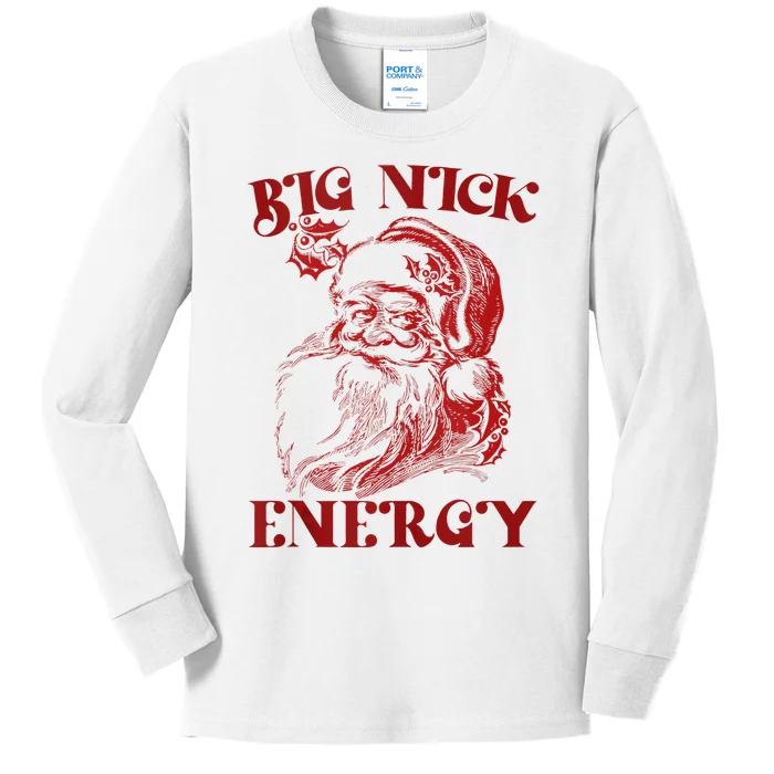 Big Nick Energy Funny Xmas Christmas Ugly Sweater Kids Long Sleeve Shirt