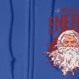 Big Nick Energy Merry Christmas Retro Funny Santa Adult Pun Gift Full Zip Hoodie