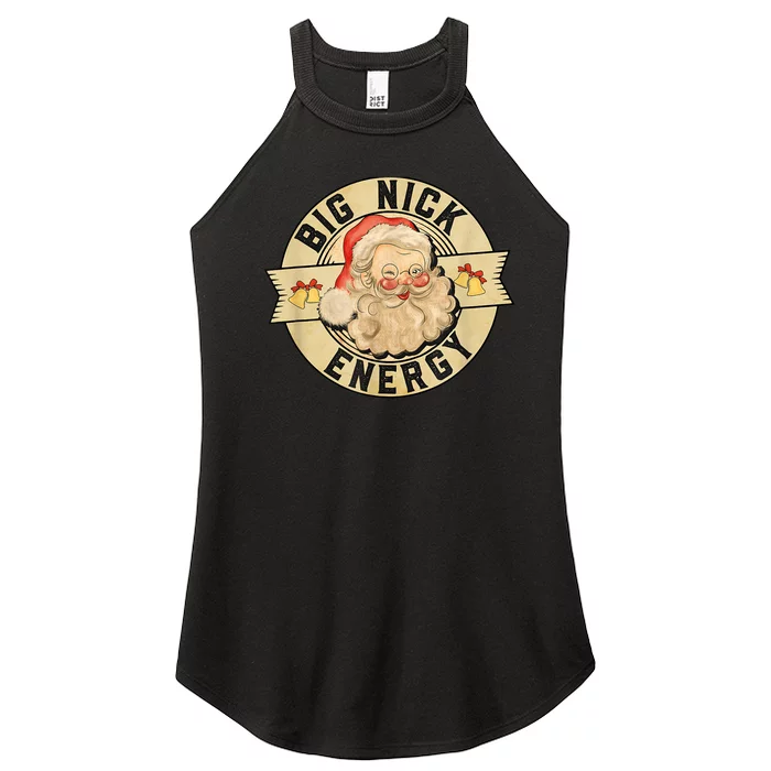 Big Nick Energy, Funny Vintage Santa Claus Wink Christmas Women’s Perfect Tri Rocker Tank