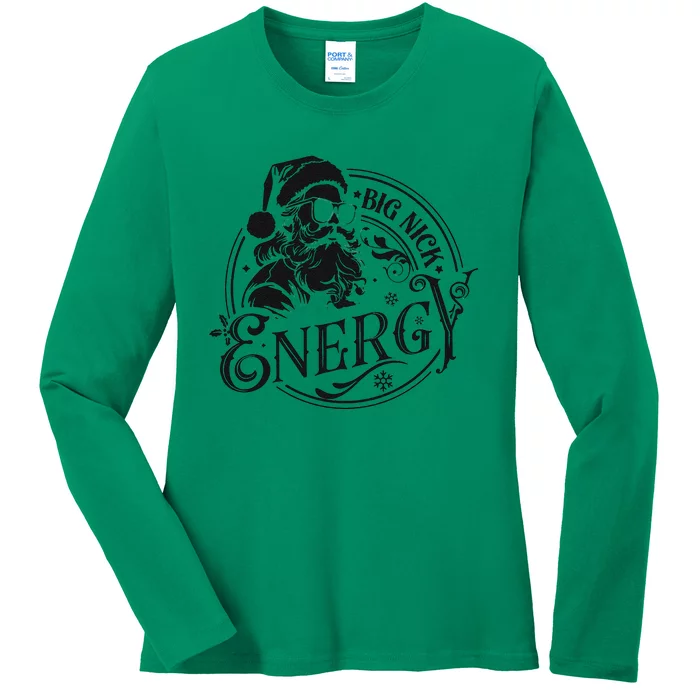 Big Nick Energy Retro Christmas Ladies Long Sleeve Shirt