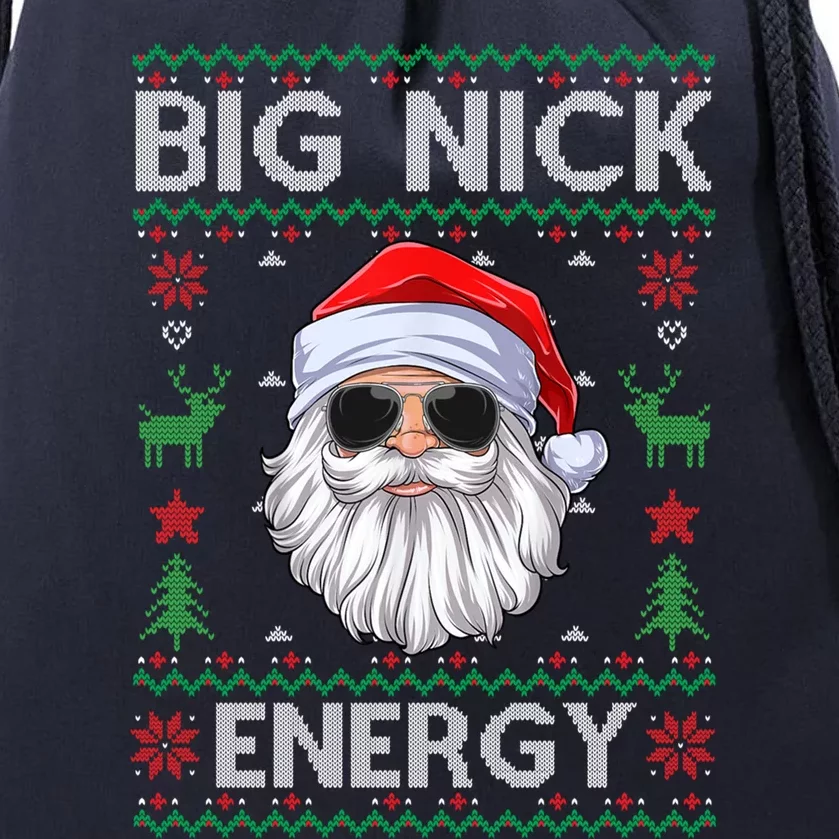 Big Nick Energy Santa Claus Ugly Christmas Sweater Gift Drawstring Bag