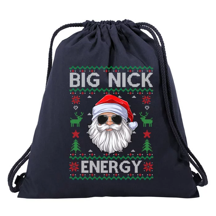 Big Nick Energy Santa Claus Ugly Christmas Sweater Gift Drawstring Bag