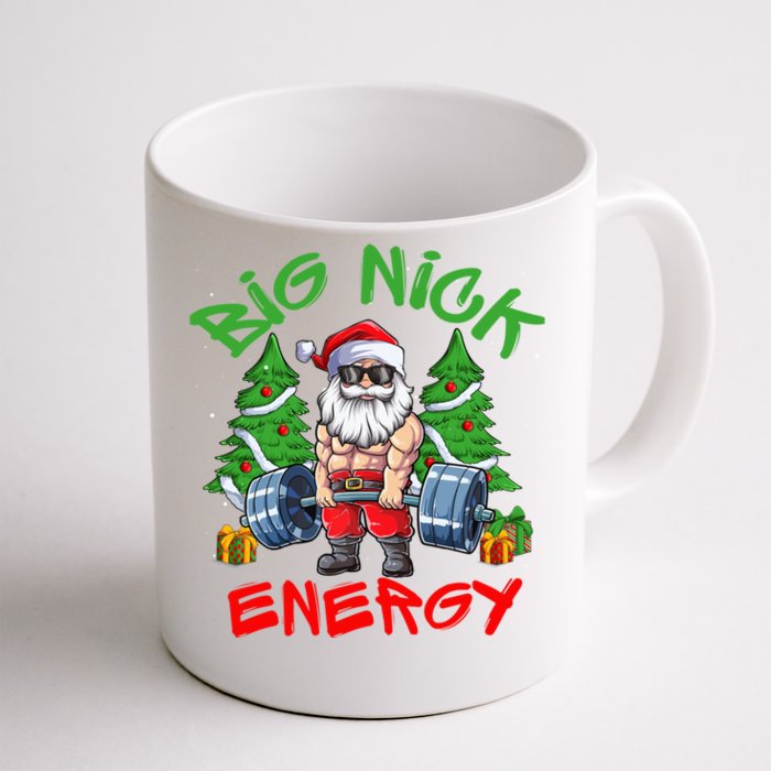 Big Nick Energy Santa Gym Fitness Weight Lifting Christmas Great Gift Front & Back Coffee Mug