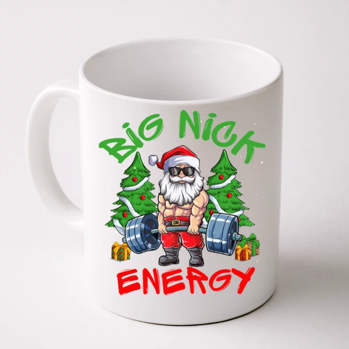 Big Nick Energy Santa Gym Fitness Weight Lifting Christmas Great Gift Front & Back Coffee Mug