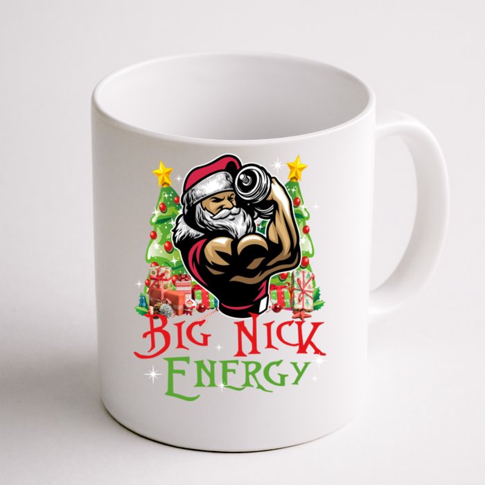 Big Nick Energy Santa Gym Fitness Weight Lifting Christmas Great Gift Front & Back Coffee Mug