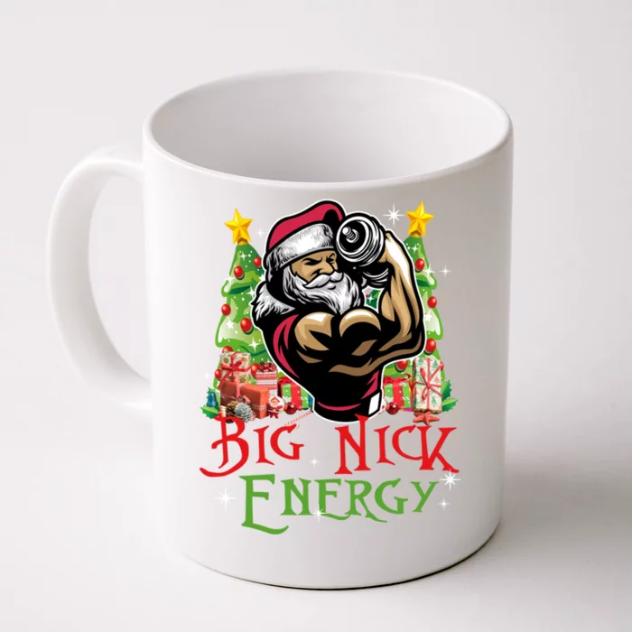 Big Nick Energy Santa Gym Fitness Weight Lifting Christmas Great Gift Front & Back Coffee Mug