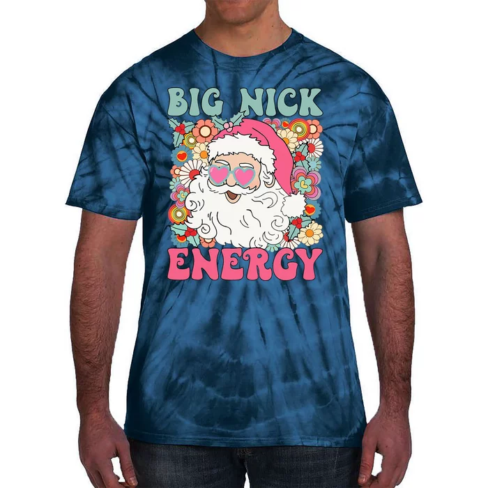 Big Nick Energy Funny Santa Xmas Retro Christmas Tie-Dye T-Shirt