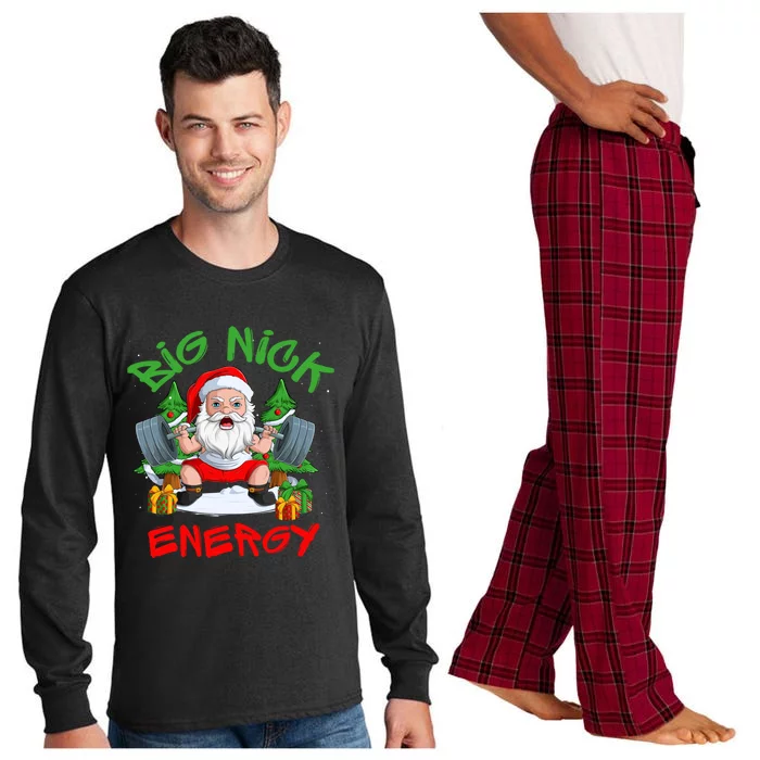 Big Nick Energy Santa Gym Fitness Weight Lifting Christmas Gift Long Sleeve Pajama Set