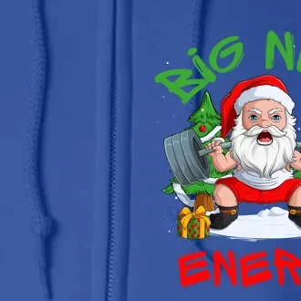 Big Nick Energy Santa Gym Fitness Weight Lifting Christmas Gift Full Zip Hoodie