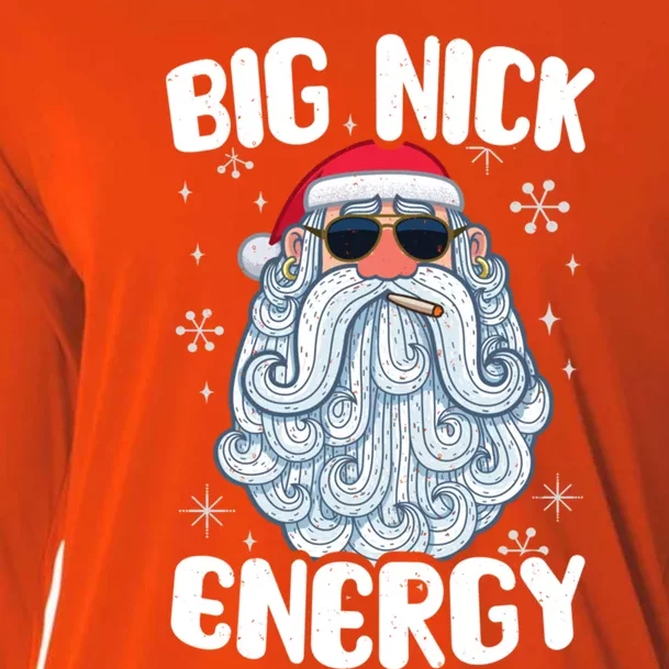 Big Nick Energy Retro Funny Santa Face Christmas Cool Gift Cooling Performance Long Sleeve Crew