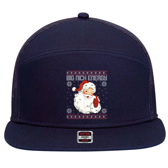 Big Nick Energy Santa Claus Holiday 7 Panel Mesh Trucker Snapback Hat