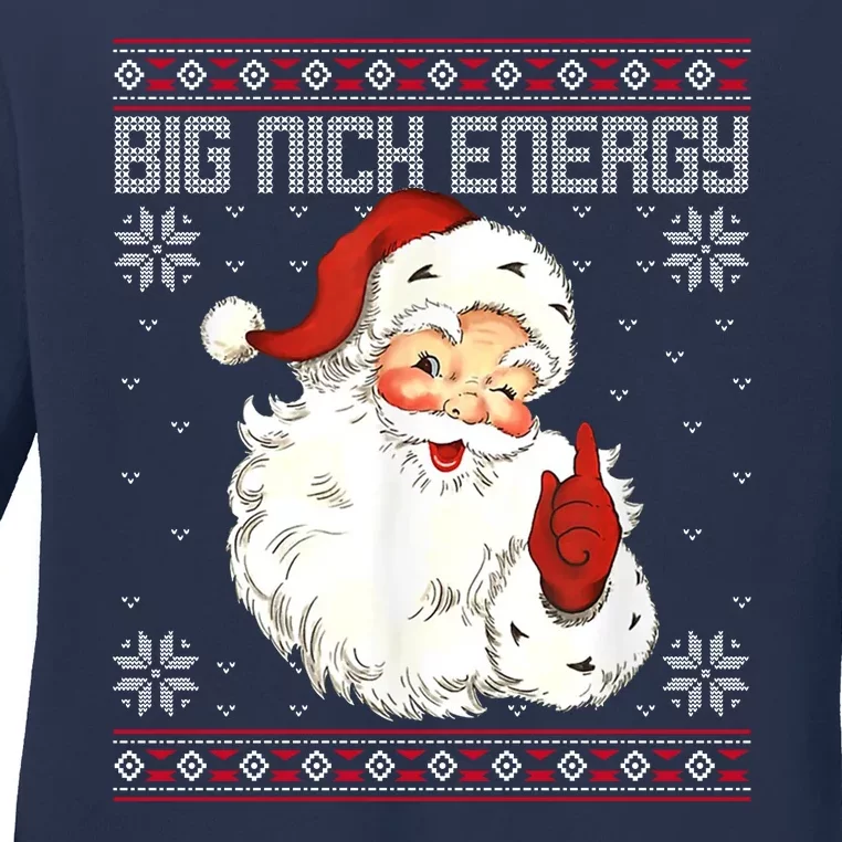 Big Nick Energy Santa Claus Holiday Ladies Long Sleeve Shirt