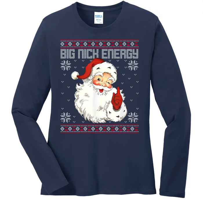 Big Nick Energy Santa Claus Holiday Ladies Long Sleeve Shirt