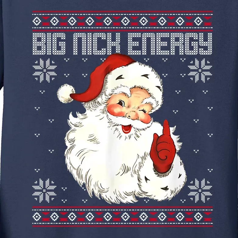 Big Nick Energy Santa Claus Holiday Kids Long Sleeve Shirt