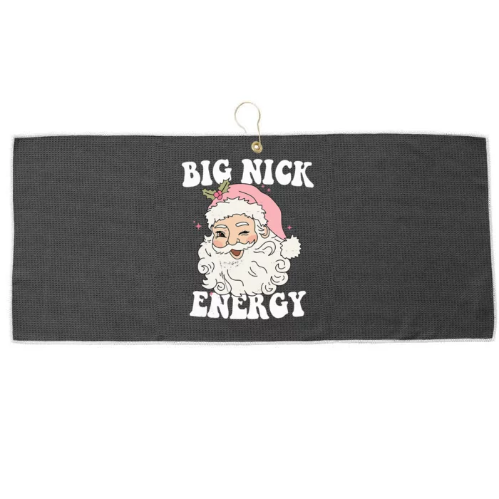 Big Nick Energy Funny Santa Xmas Retro Christmas Large Microfiber Waffle Golf Towel