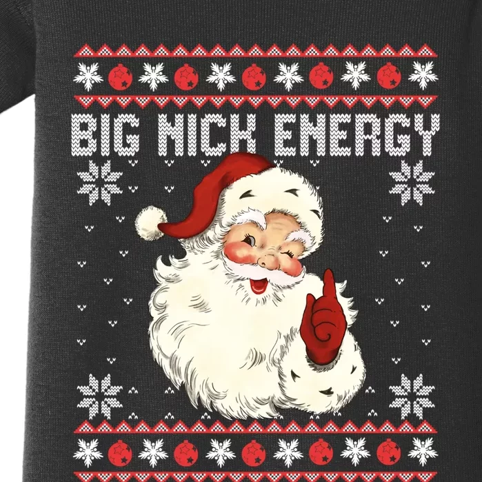 Big Nick Energy Santa Ugly Christmas Sweater Baby Bodysuit