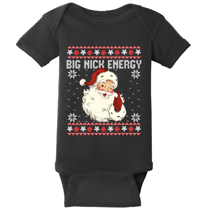 Big Nick Energy Santa Ugly Christmas Sweater Baby Bodysuit