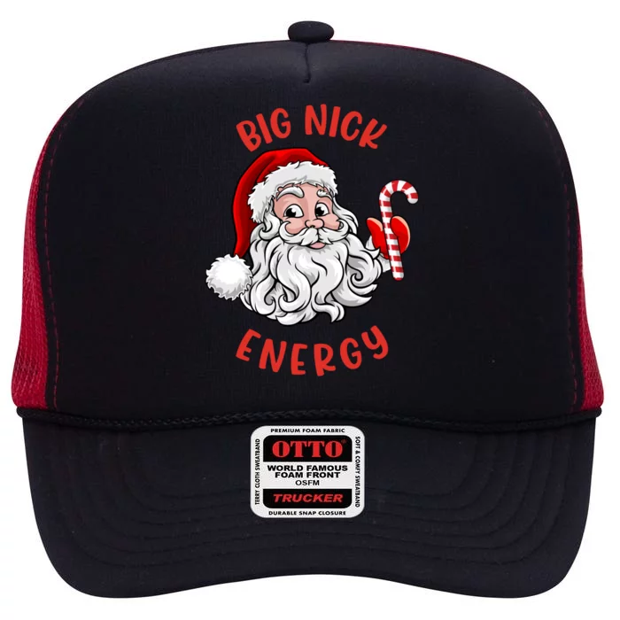 Big Nick Energy Santa Naughty Adult Humor Funny Christmas Gift High Crown Mesh Trucker Hat