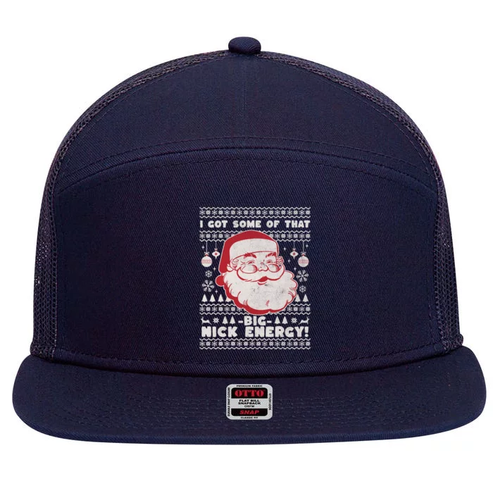 Big Nick Energy Funny Father Christmas 7 Panel Mesh Trucker Snapback Hat