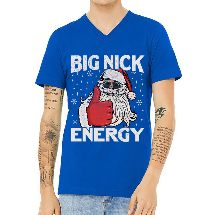 Big Nick Energy Funny Santa Christmas Xmas Gift V-Neck T-Shirt