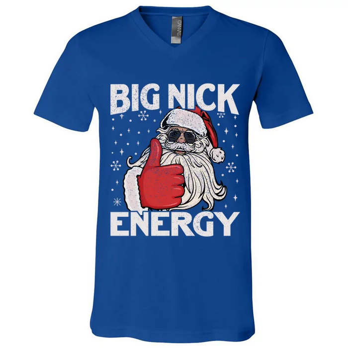 Big Nick Energy Funny Santa Christmas Xmas Gift V-Neck T-Shirt