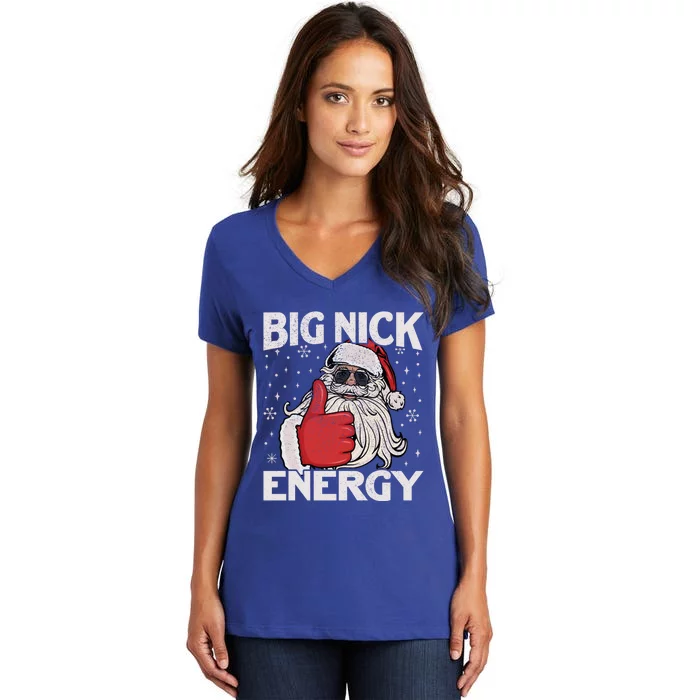 Big Nick Energy Funny Santa Christmas Xmas Gift Women's V-Neck T-Shirt