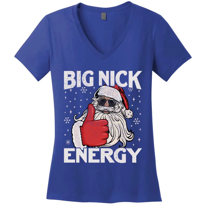 Big Nick Energy Funny Santa Christmas Xmas Gift Women's V-Neck T-Shirt