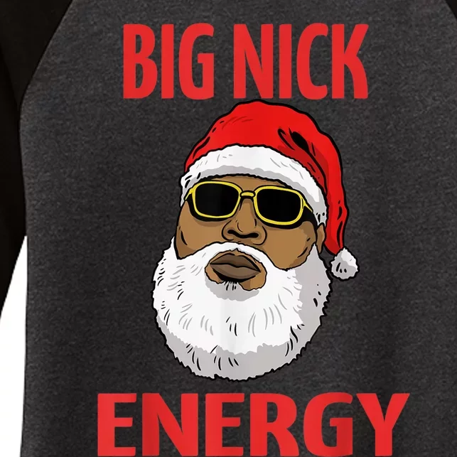 Big Nick Energy Shirt Black African Santa Funny Christmas Women's Tri-Blend 3/4-Sleeve Raglan Shirt