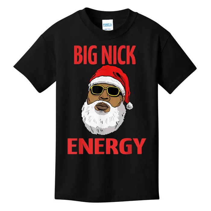 Big Nick Energy Shirt Black African Santa Funny Christmas Kids T-Shirt