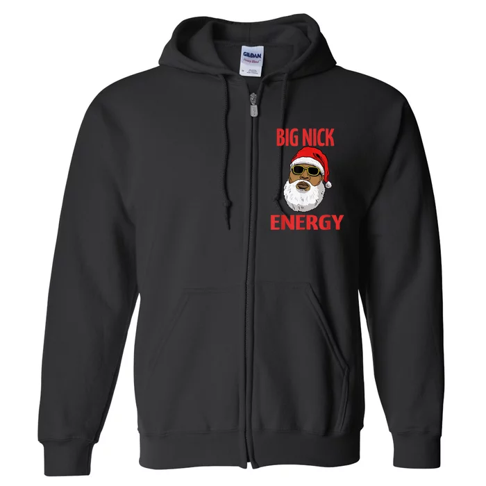 Big Nick Energy Shirt Black African Santa Funny Christmas Full Zip Hoodie