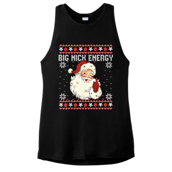 Big Nick Energy Santa Ugly Christmas Sweater Gift Ladies Tri-Blend Wicking Tank