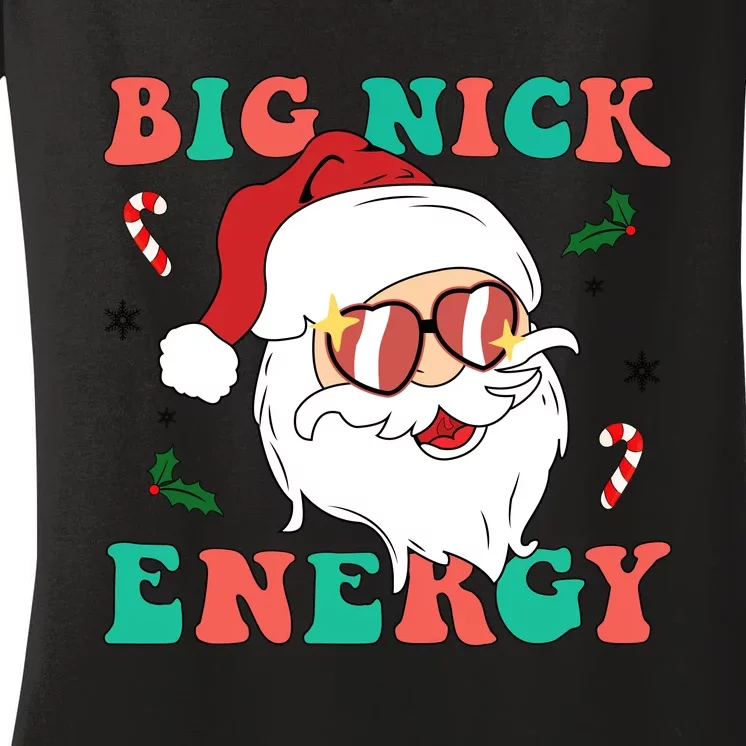 Big Nick Energy Santa Claus Funny Christmas Women's V-Neck T-Shirt