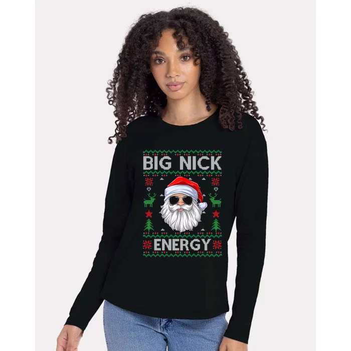 Big Nick Energy Santa Claus Ugly Christmas Sweater Womens Cotton Relaxed Long Sleeve T-Shirt