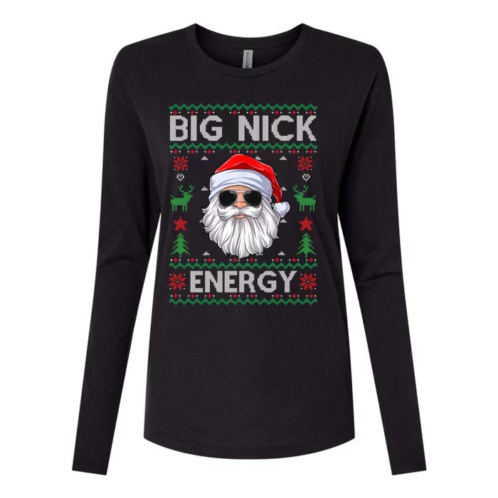 Big Nick Energy Santa Claus Ugly Christmas Sweater Womens Cotton Relaxed Long Sleeve T-Shirt