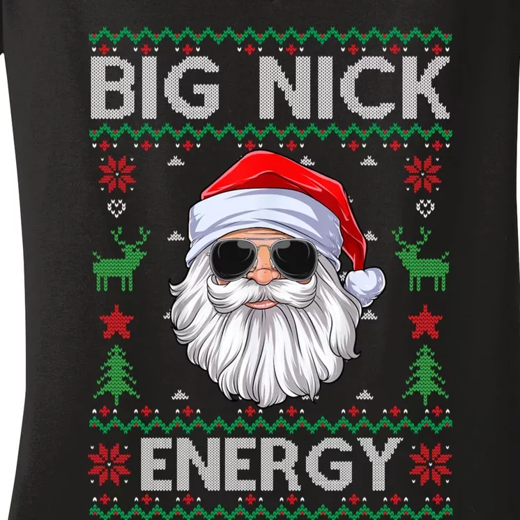 Big Nick Energy Santa Claus Ugly Christmas Sweater Women's V-Neck T-Shirt