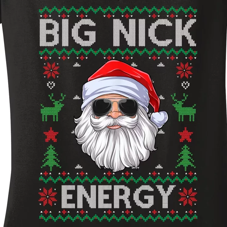 Big Nick Energy Santa Claus Ugly Christmas Sweater Women's V-Neck T-Shirt