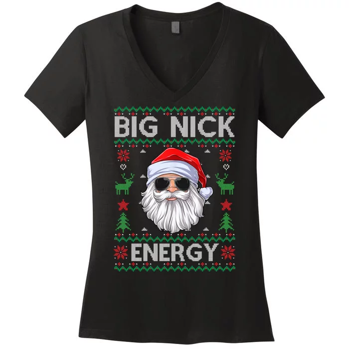 Big Nick Energy Santa Claus Ugly Christmas Sweater Women's V-Neck T-Shirt