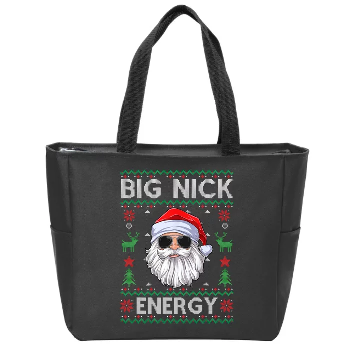 Big Nick Energy Santa Claus Ugly Christmas Sweater Zip Tote Bag