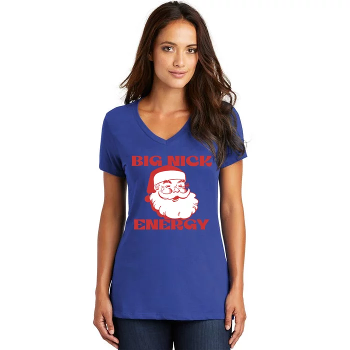 Big Nick Energy Vintage Santa Claus Christmas Meme Gift Women's V-Neck T-Shirt