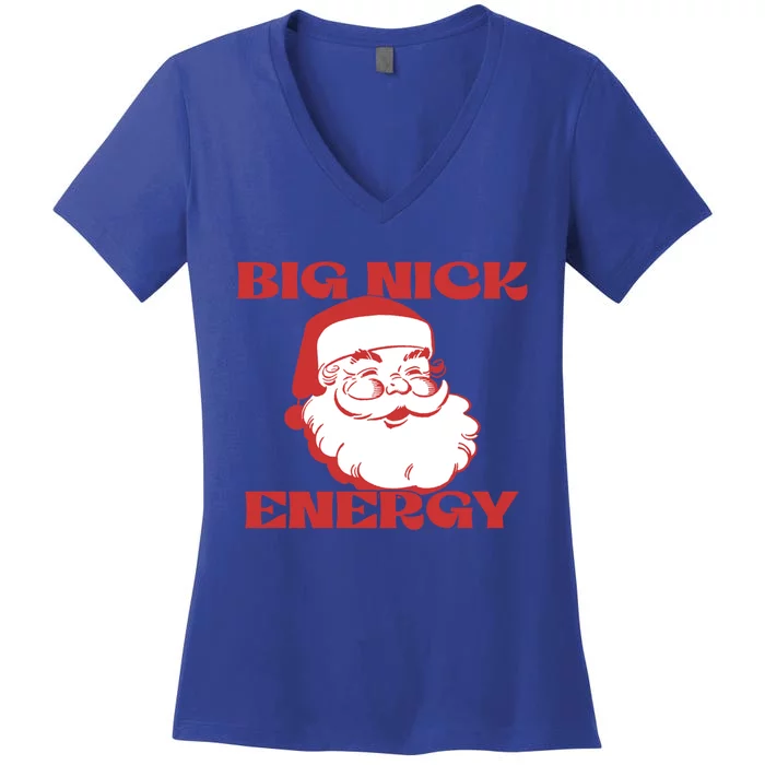 Big Nick Energy Vintage Santa Claus Christmas Meme Gift Women's V-Neck T-Shirt