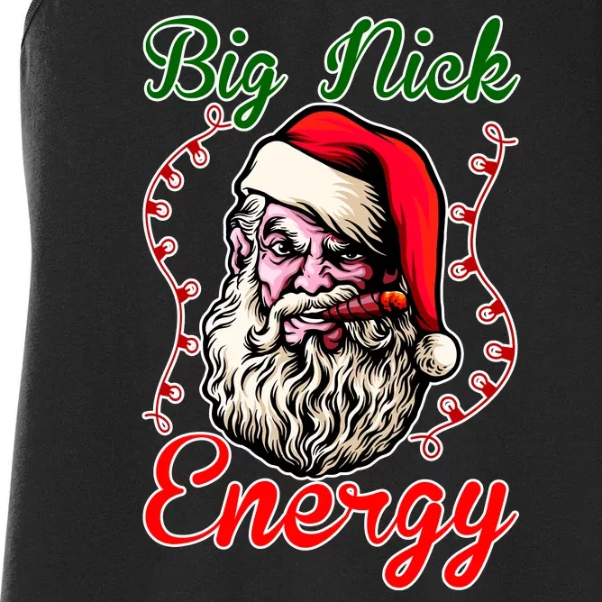 Big Nick Energy Santa Claus Smokin St. Nick Christmas Women's Racerback Tank