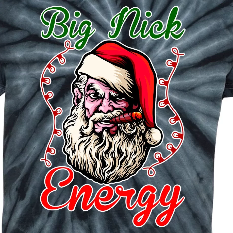 Big Nick Energy Santa Claus Smokin St. Nick Christmas Kids Tie-Dye T-Shirt