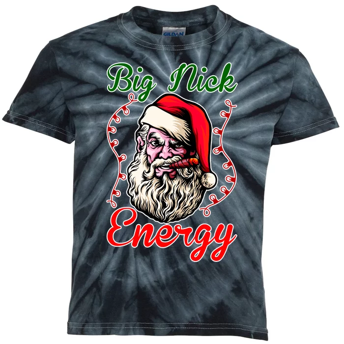 Big Nick Energy Santa Claus Smokin St. Nick Christmas Kids Tie-Dye T-Shirt